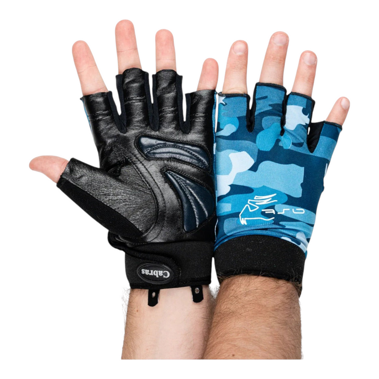 Guantes de gimnasio Radach Sports Cabras Lightfit azules de piel genuina con dorso de licra y palma reforzada