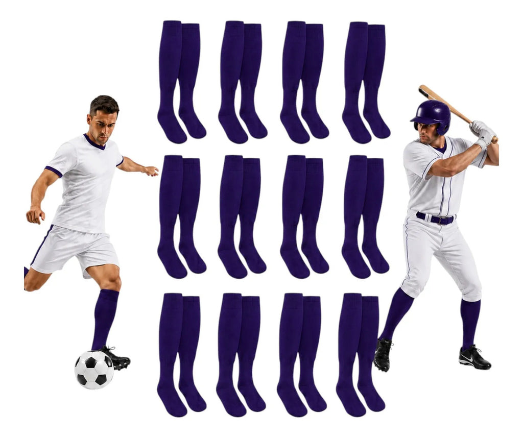 Pack 12 Pares Medias Deportivas Adulto Béisbol Fútbol Morado