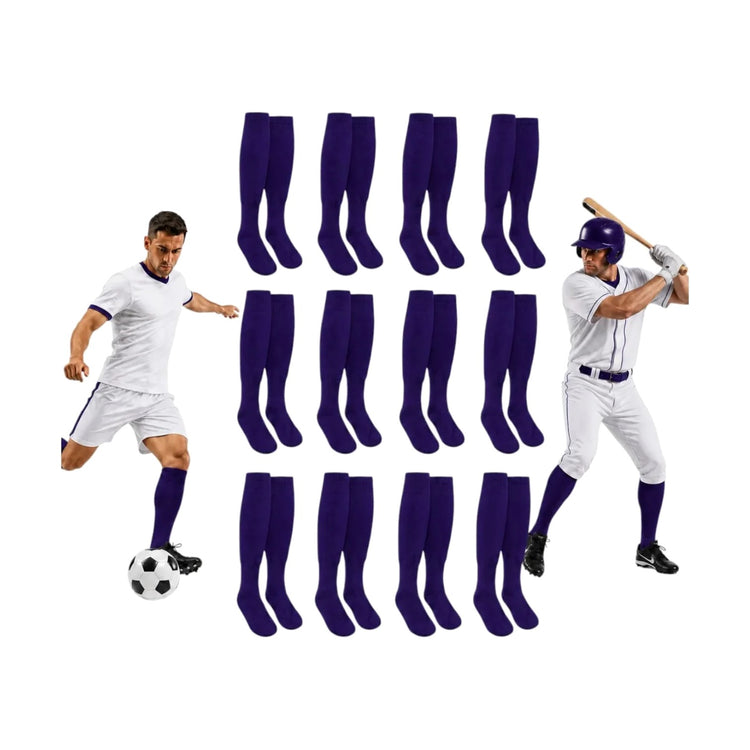 Pack 12 Pares Medias Deportivas Adulto Béisbol Fútbol Morado