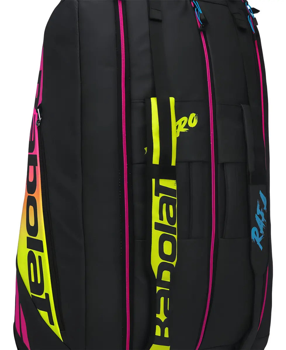 Raquetero Babolat Pure Aero Rafa X12 (capacidad 12 Raquetas) Negro/amarillo/rosa