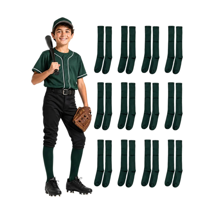 Pack 12 Pares Medias Deportivas Juveniles 10-13 Verde Oscuro