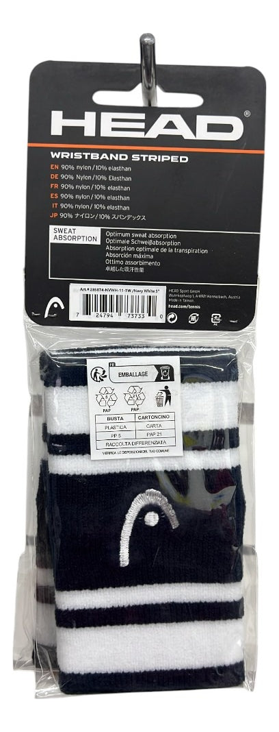 Muñequera Head Wristband Striped 5 Navy/white