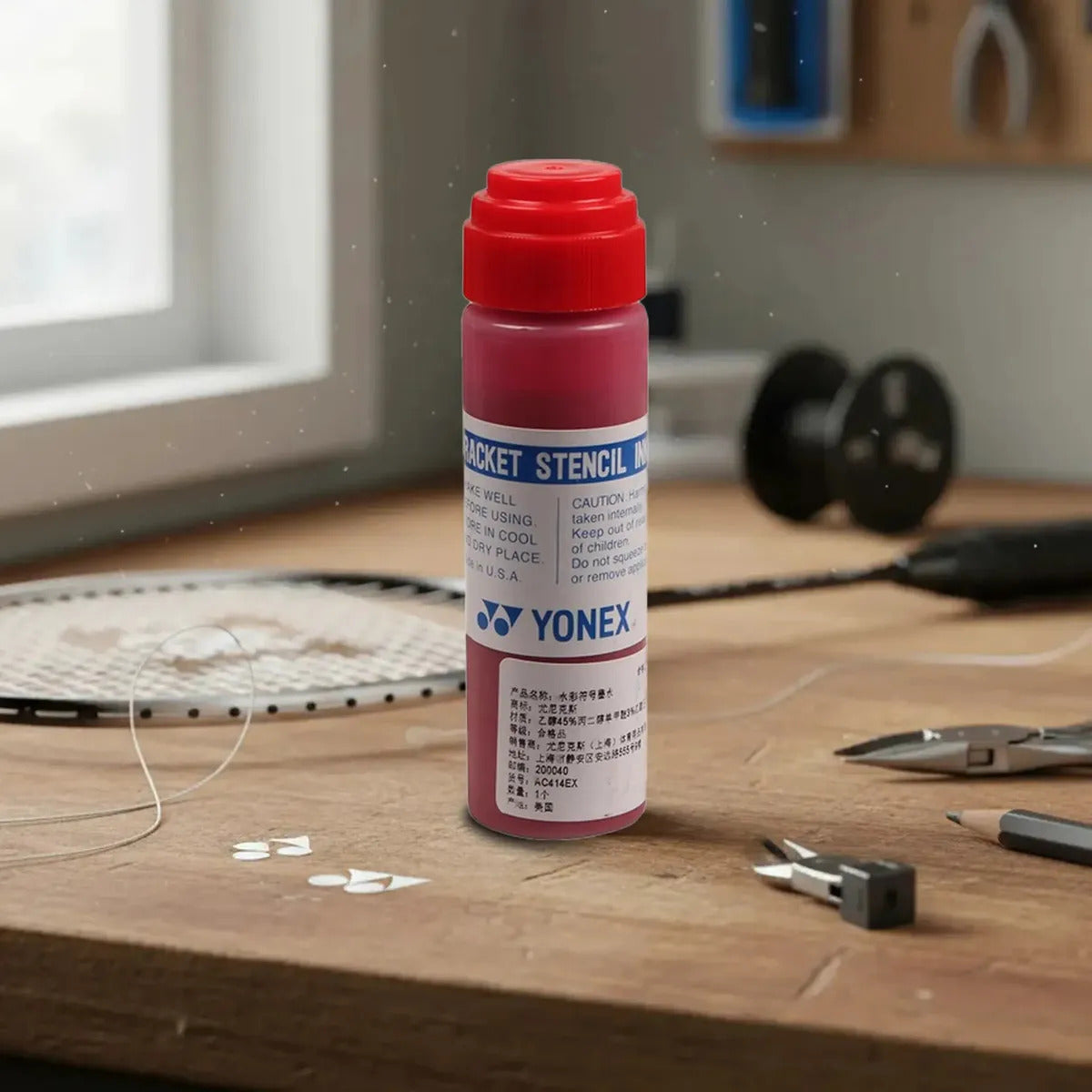 Tinta Yonex Stencil Ink Para Pintar Encordado Raqueta 1 Mm Rojo