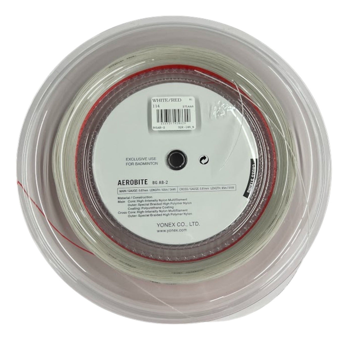 Rollo De Cuerda Para Badminton Yonex Aerobite White/red