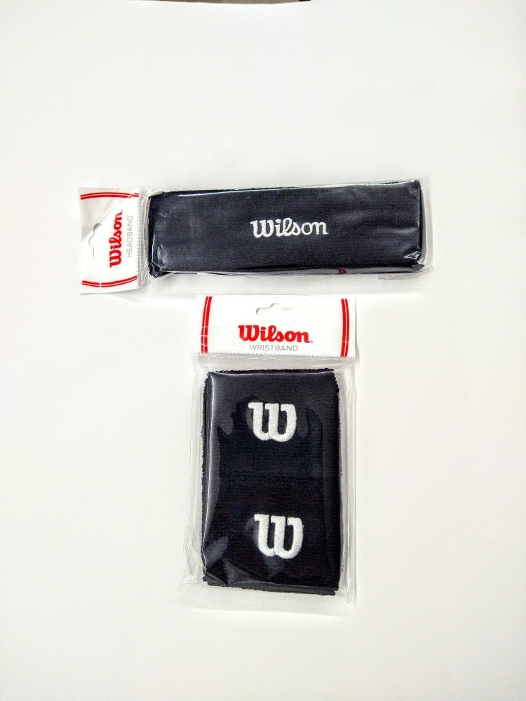 Muñequeras Y Bandana Pack Wilson Negras