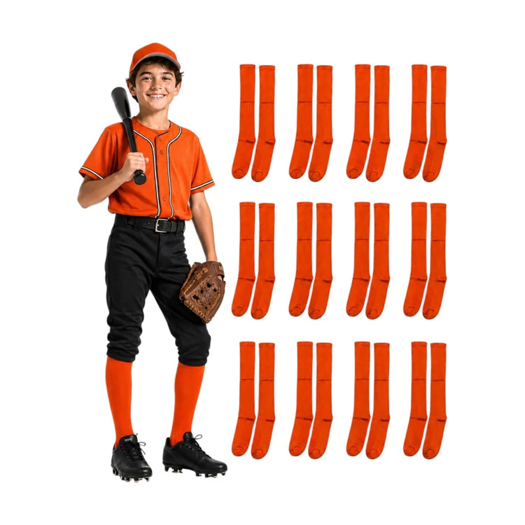 Pack 12 Pares Medias Deportivas Juveniles 10-13 Naranja
