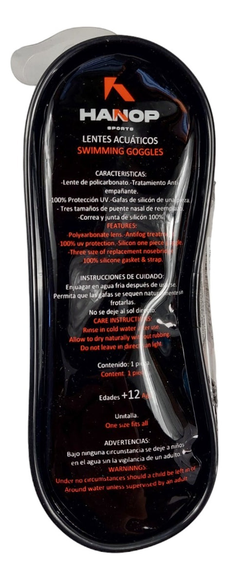 Goggle De Natación Hanop 12039 Adulto Rojo
