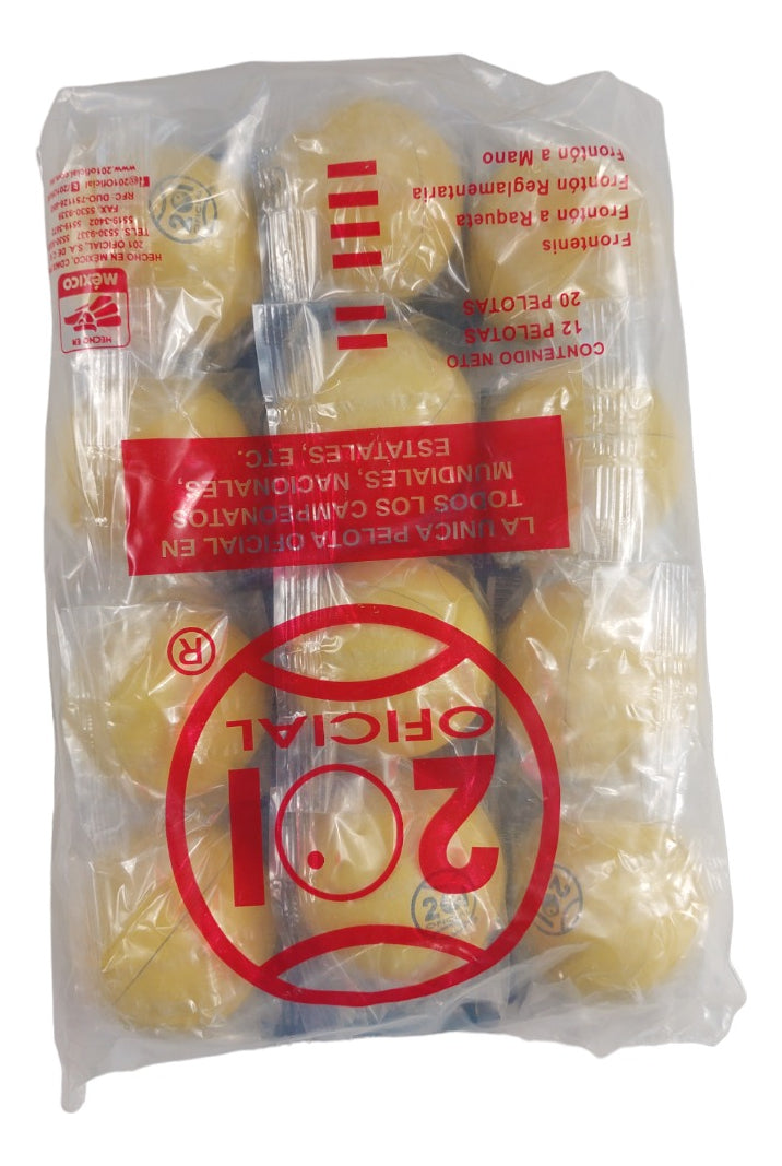 Pelota Fronton Mano 201 Bolsa Con 12 - Amarillas