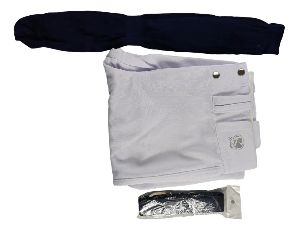 Pantalón Béisbol Radach Talla 28 Blanco Medias Cinto Marino