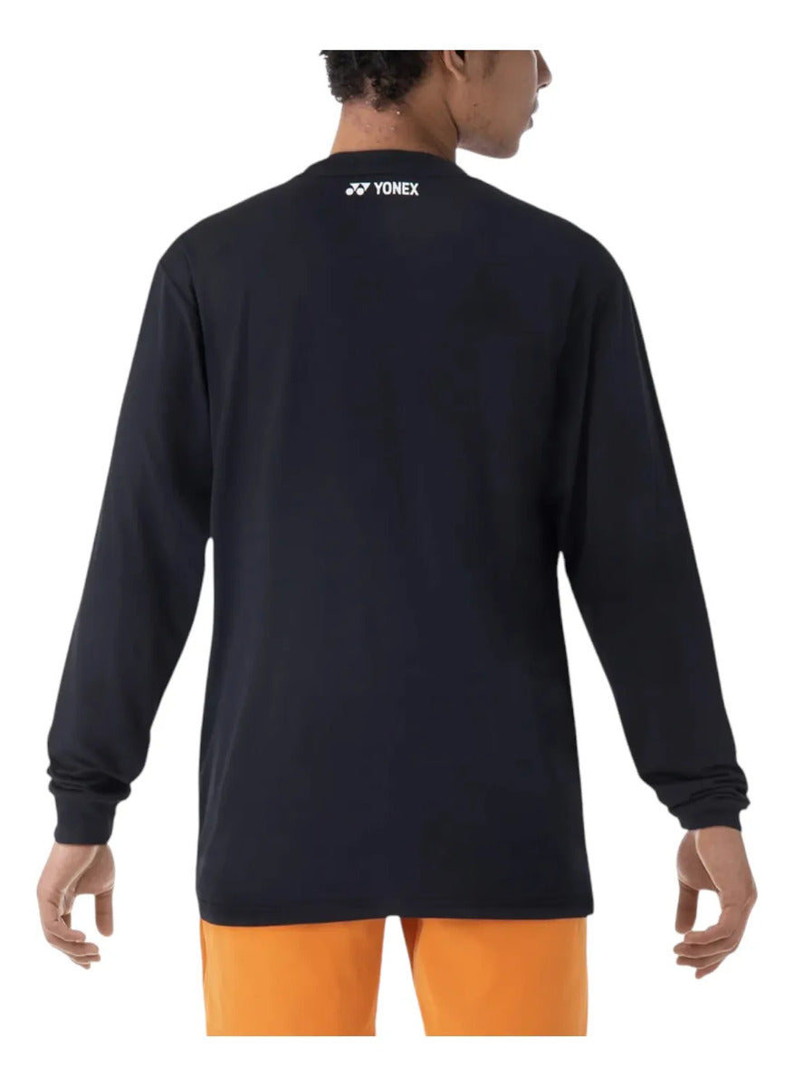 Playera Yonex 16623ex Manga Larga Negra Tenis Uv
