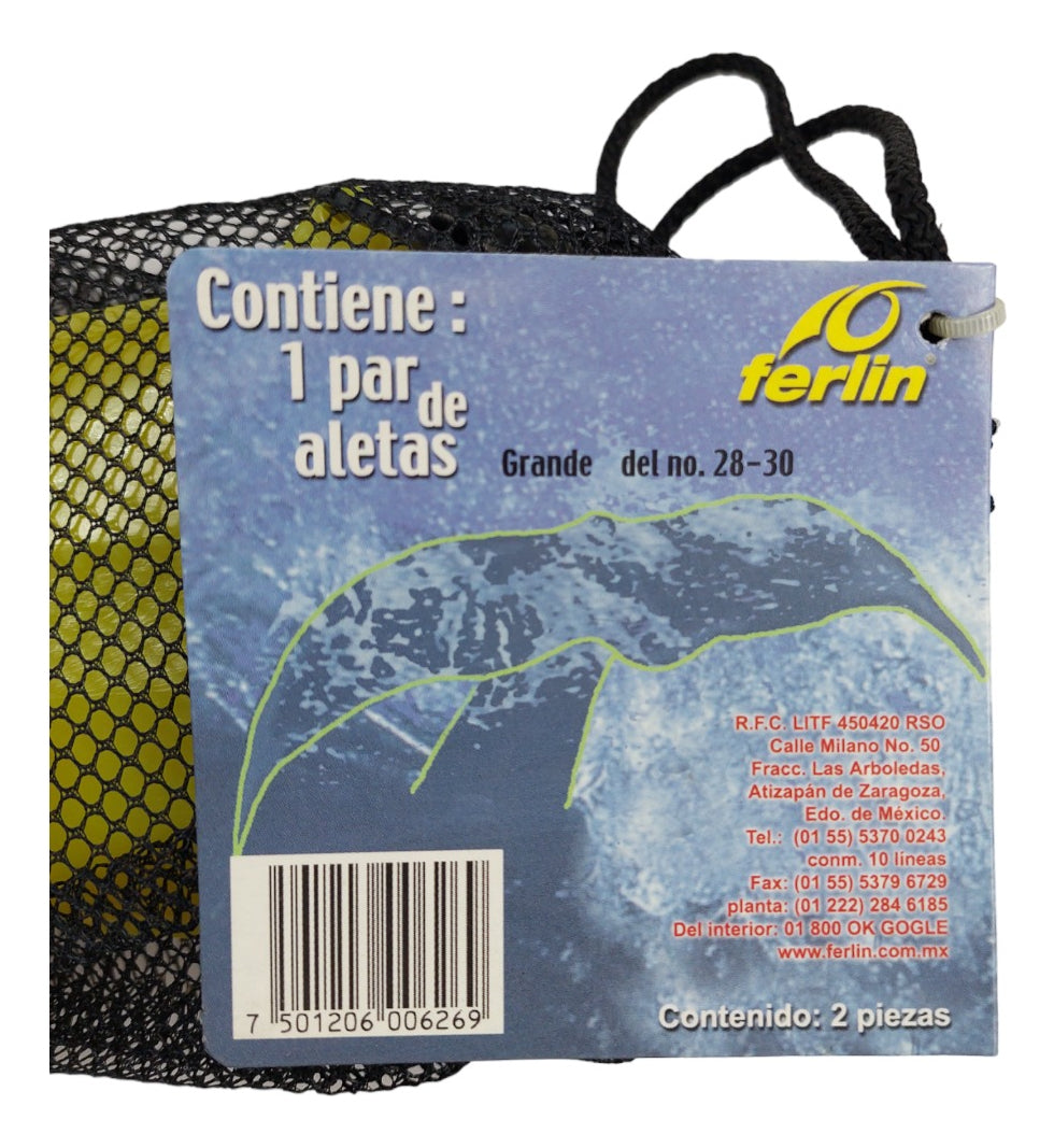 Aletas De Natación Ferlin Grandes Talla 28-30 Cm