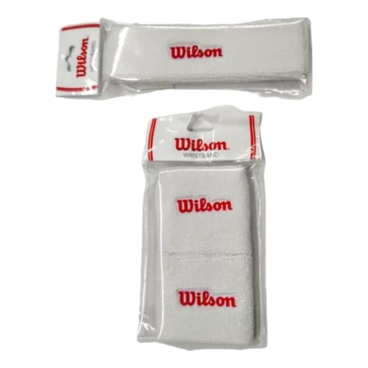 Muñequeras Y Bandana Pack Wilson Blancas Absorbentes