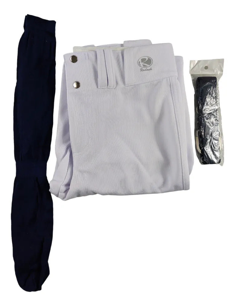 Pantalón Béisbol Radach Talla 36 Blanco Medias Cinto Marino