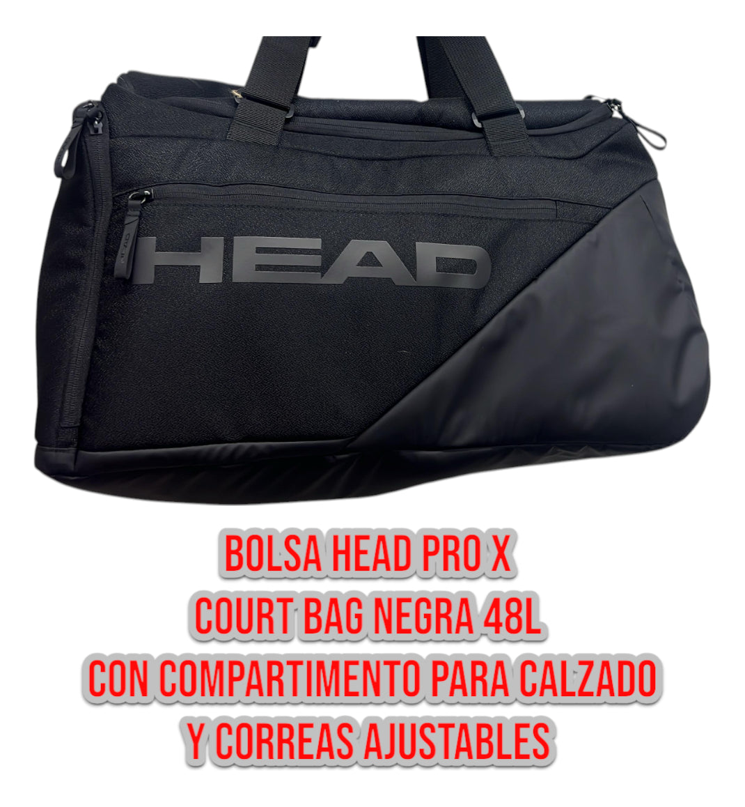 Bolsa Head Pro X Court Bag Negra 48l Compartimento Calzado