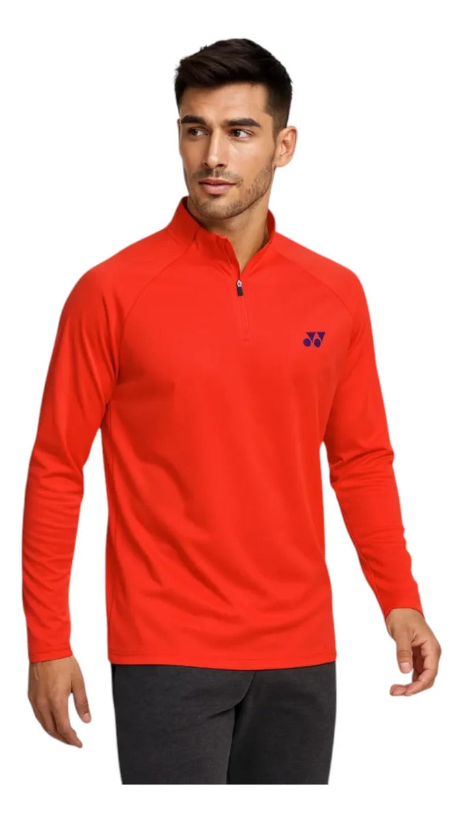 Playera Yonex Hombre Manga Larga Ym0037ex Rojo Perla