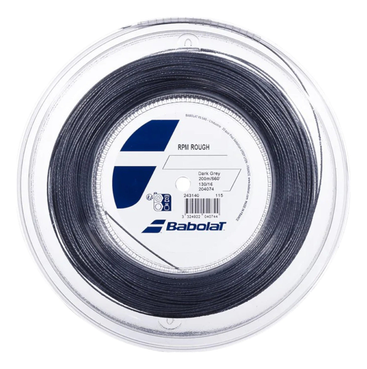 Rollo De Cuerda Para Raqueta Babolat Rpm Rough 1.30mm Negra