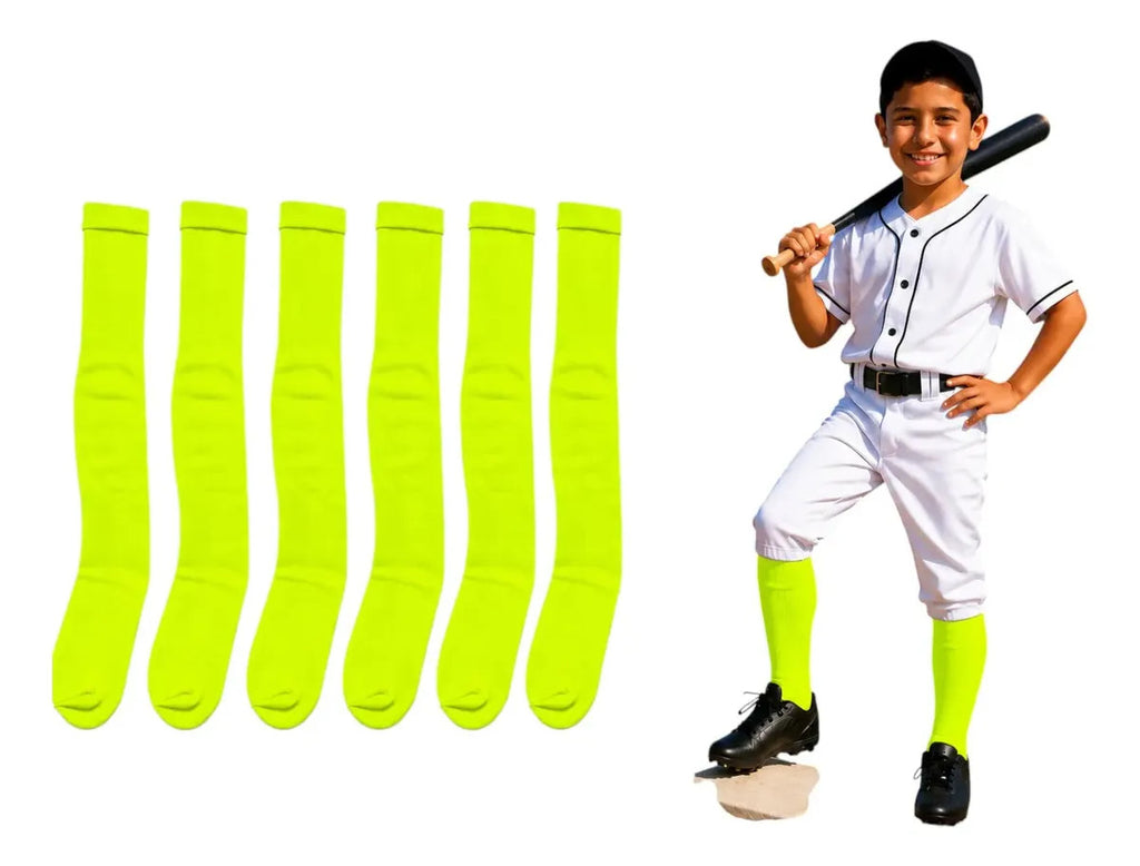 Pack 6 Pares Medias Deportivas Infantiles 7-9 Beisbol Neon Neon Infantil