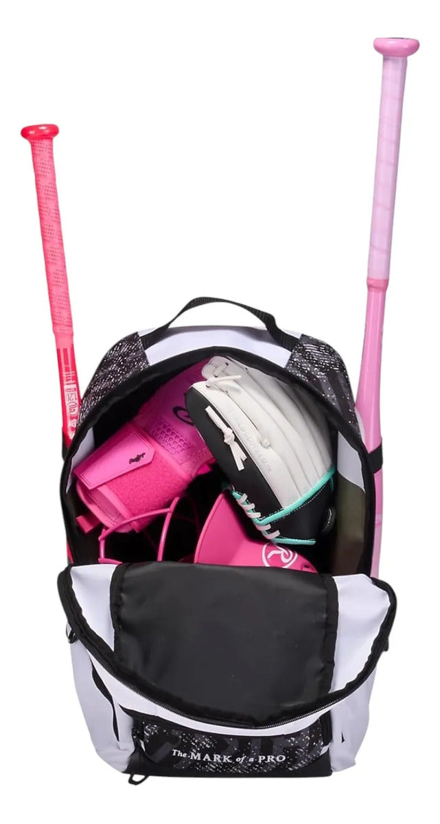 Mochila Rawlings Shutout Béisbol Softbol Negro Blanco