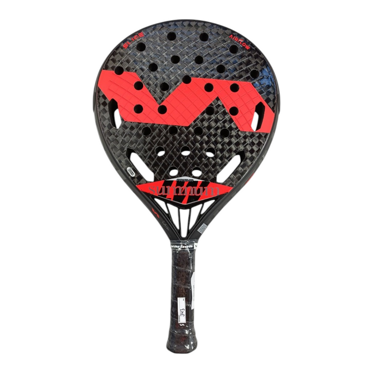Pala de padel Radach Sports Varlion LW Summum Prisma Airflow W redonda con marco de carbono y detalles en rojo