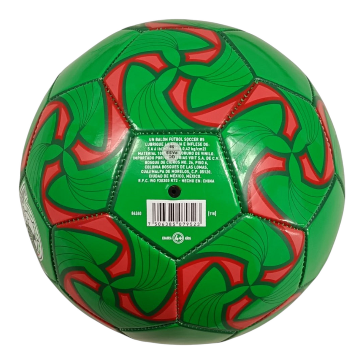 Balón de fútbol Radach Sports Voit número 5 con diseño de la Selección Mexicana en colores verde y rojo de PVC