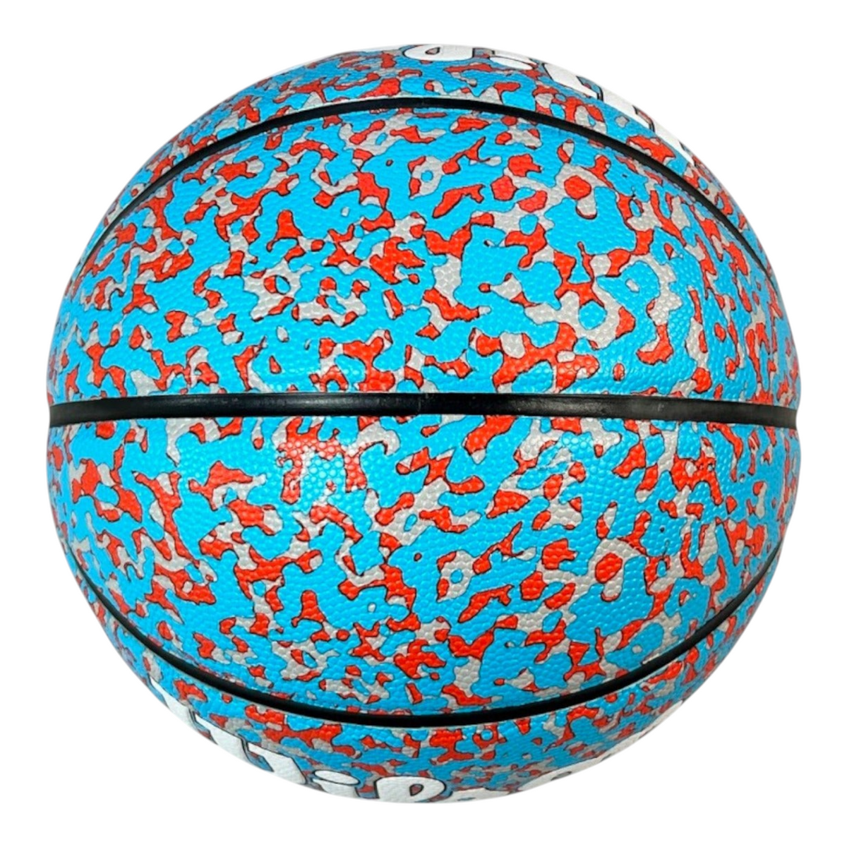 Balón de baloncesto Radach Sports Wilson NCAA Legend con diseño moteado en azul, rojo y gris, talla 7