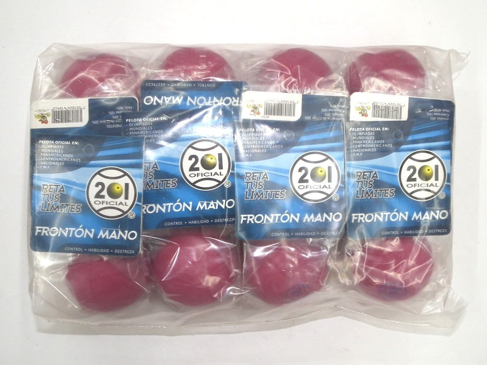 Pelota Fronton Mano 201 Bolsa Con 12 - Rojas