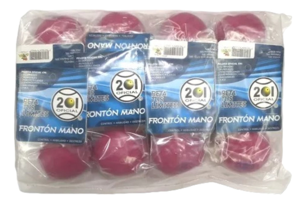 Pelota Fronton Mano 201 Bolsa Con 12 - Rojas