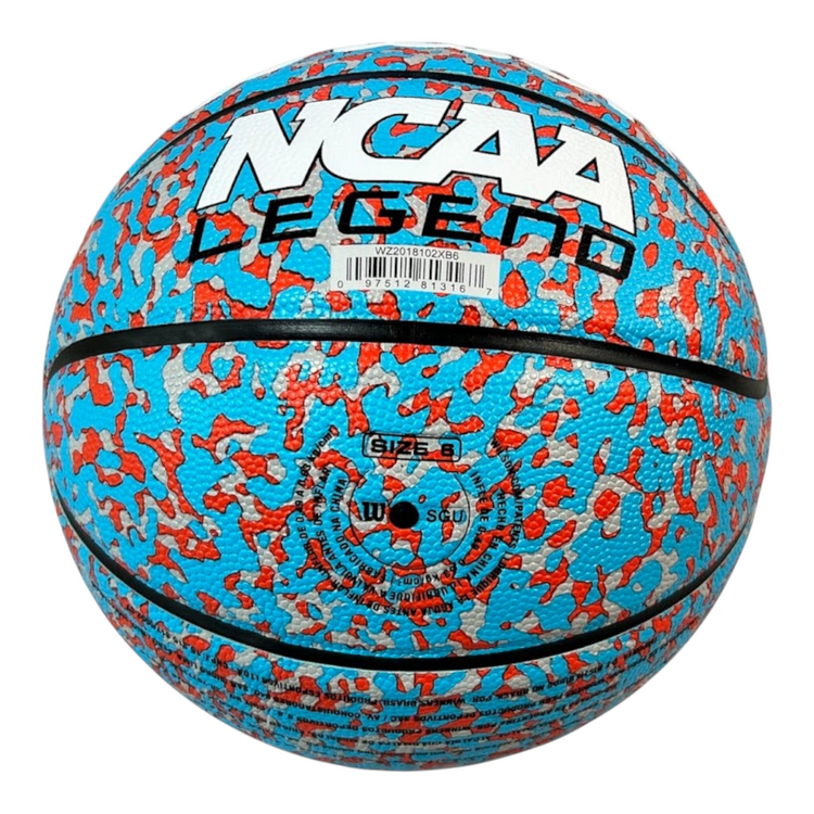 Balón de baloncesto Radach Sports Wilson NCAA Legend talla 7 con diseño estampado en azul y rojo