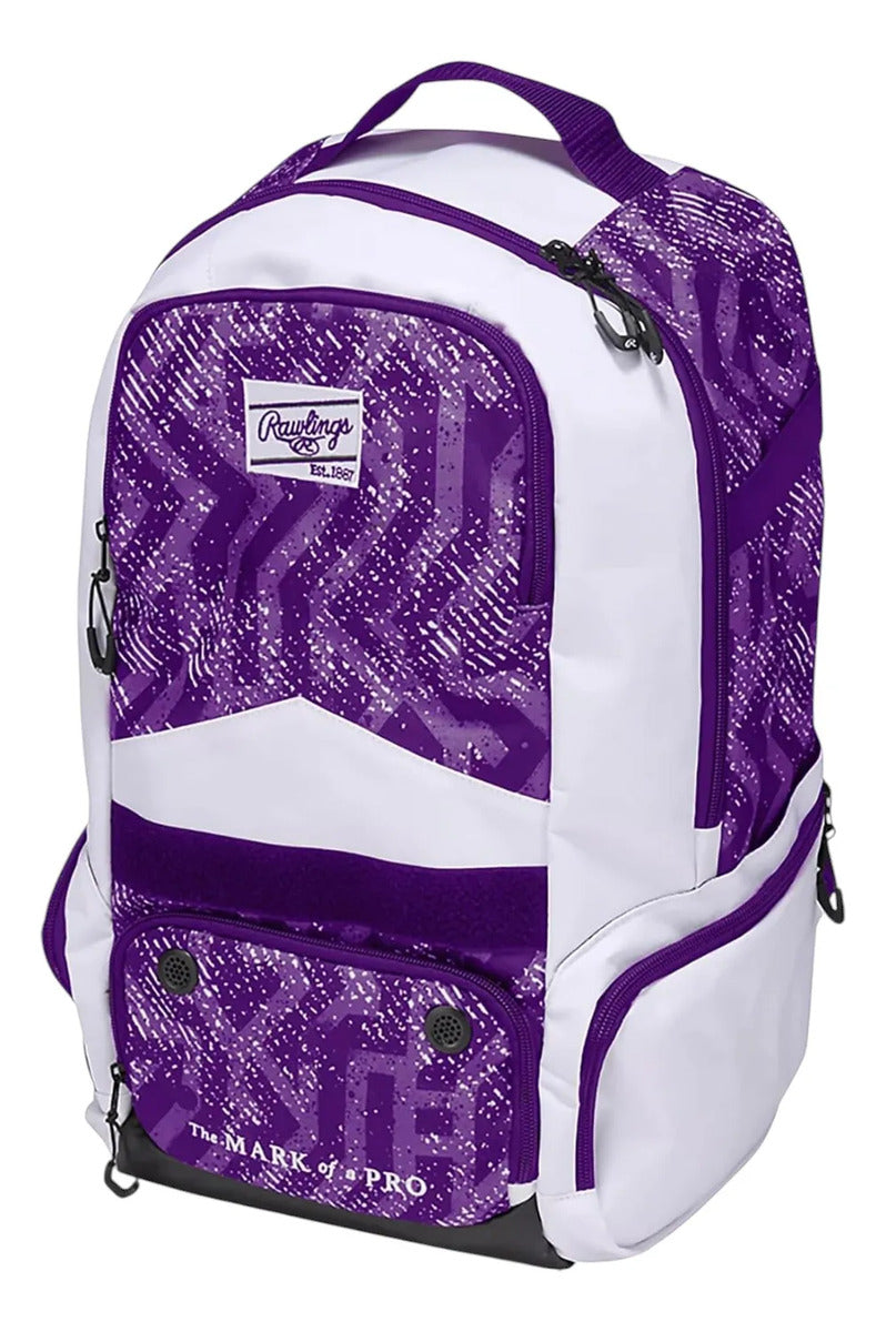 Mochila Rawlings Shutout Béisbol Softbol Morado Blanco