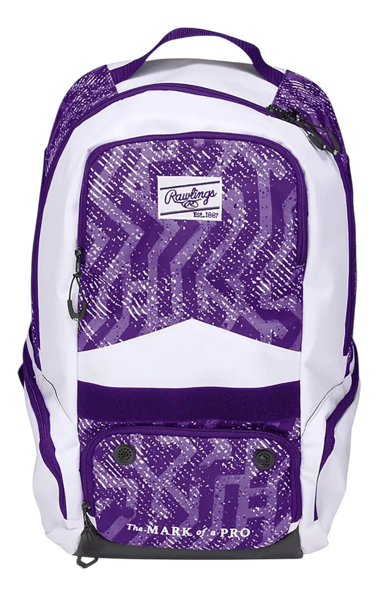 Mochila Rawlings Shutout Béisbol Softbol Morado Blanco