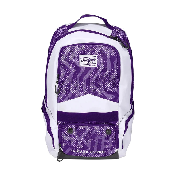 Mochila Rawlings Shutout Béisbol Softbol Morado Blanco