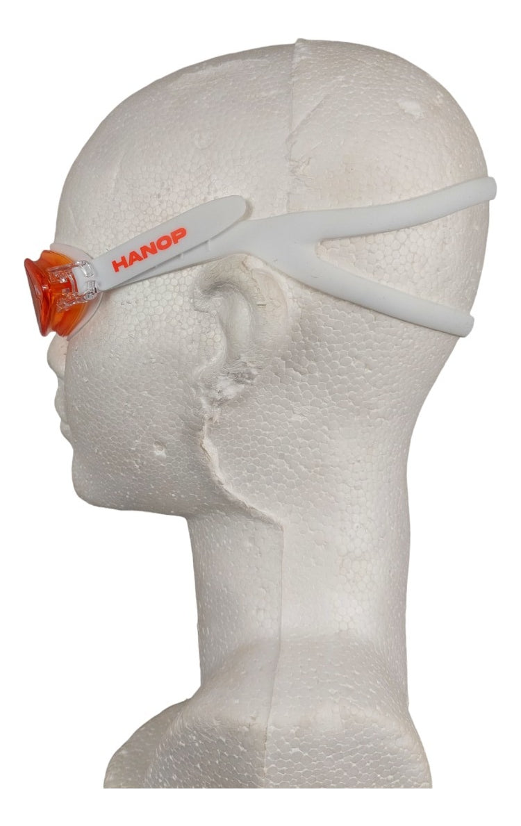 Goggle De Natación Hanop G670 Adulto Naranja Blanco