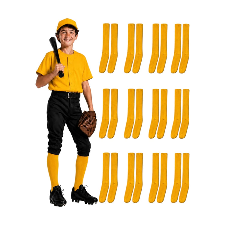 Pack 12 Pares Medias Deportivas Juveniles 10-13 Amarillo