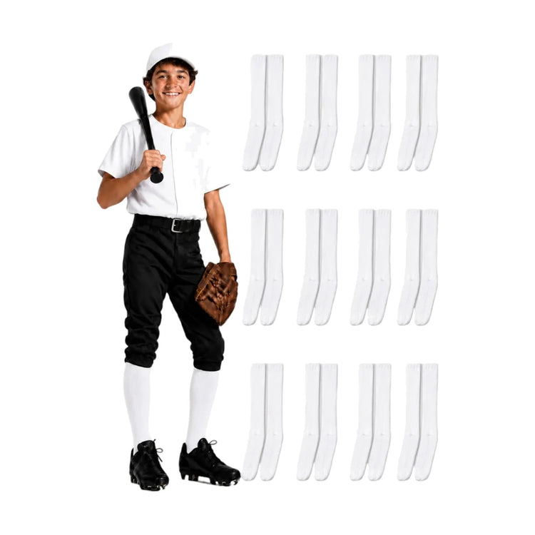 Pack 12 Pares Medias Deportivas Juveniles 10-13 Blanco