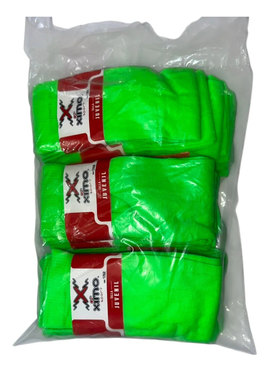 Pack 12 Pares Medias Deportivas Juveniles 10-13 Verde Neon