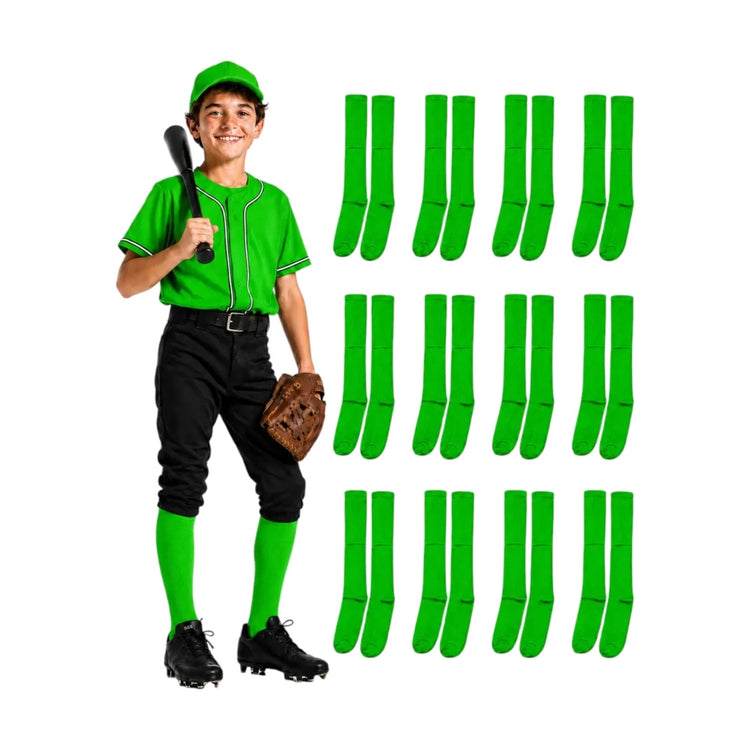 Pack 12 Pares Medias Deportivas Juveniles 10-13 Verde Neon