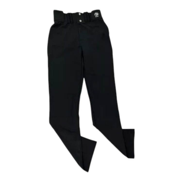 Pantalón de béisbol infantil Radach Sports en color negro con refuerzo en rodillas y cierre de doble botón