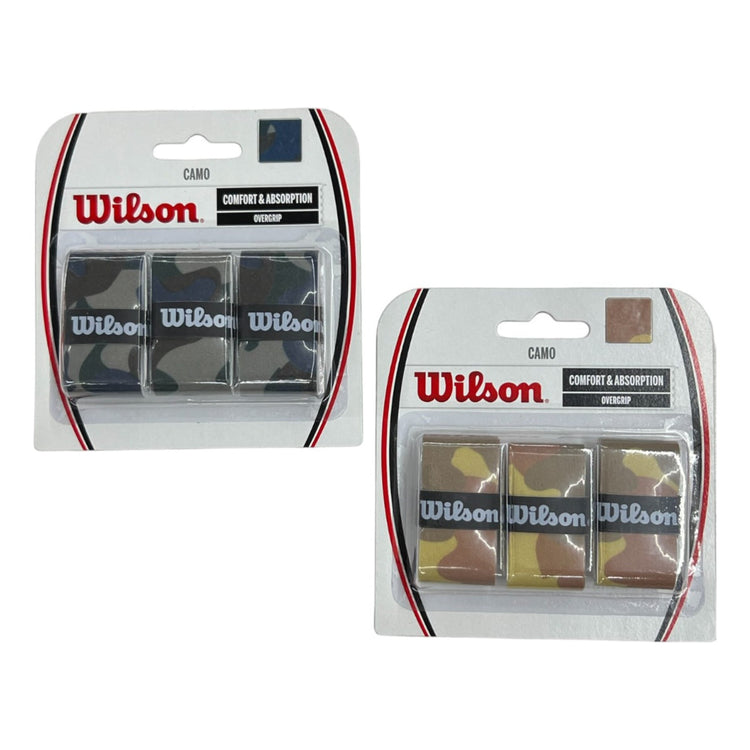 2 Pack Overgrips Wilson Camo Azul Y Cafe Con 3 Piezas C/u
