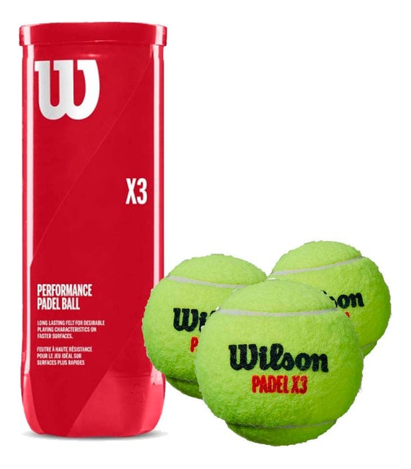 3 Pack Pelota De Padel Wilson X3 Ball Amarillo Bote C/3