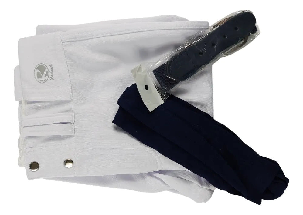 Pantalón Béisbol Radach Talla 28 Blanco Medias Cinto Marino