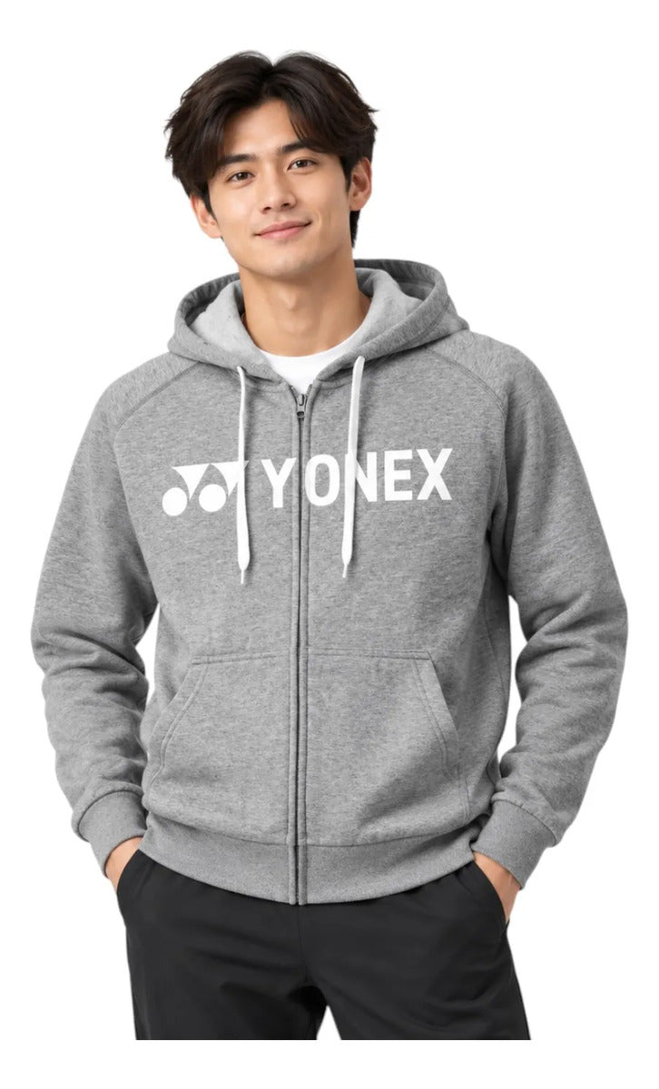 Sudadera Yonex Ym0018ex Hombre Gris Full Zip Capucha