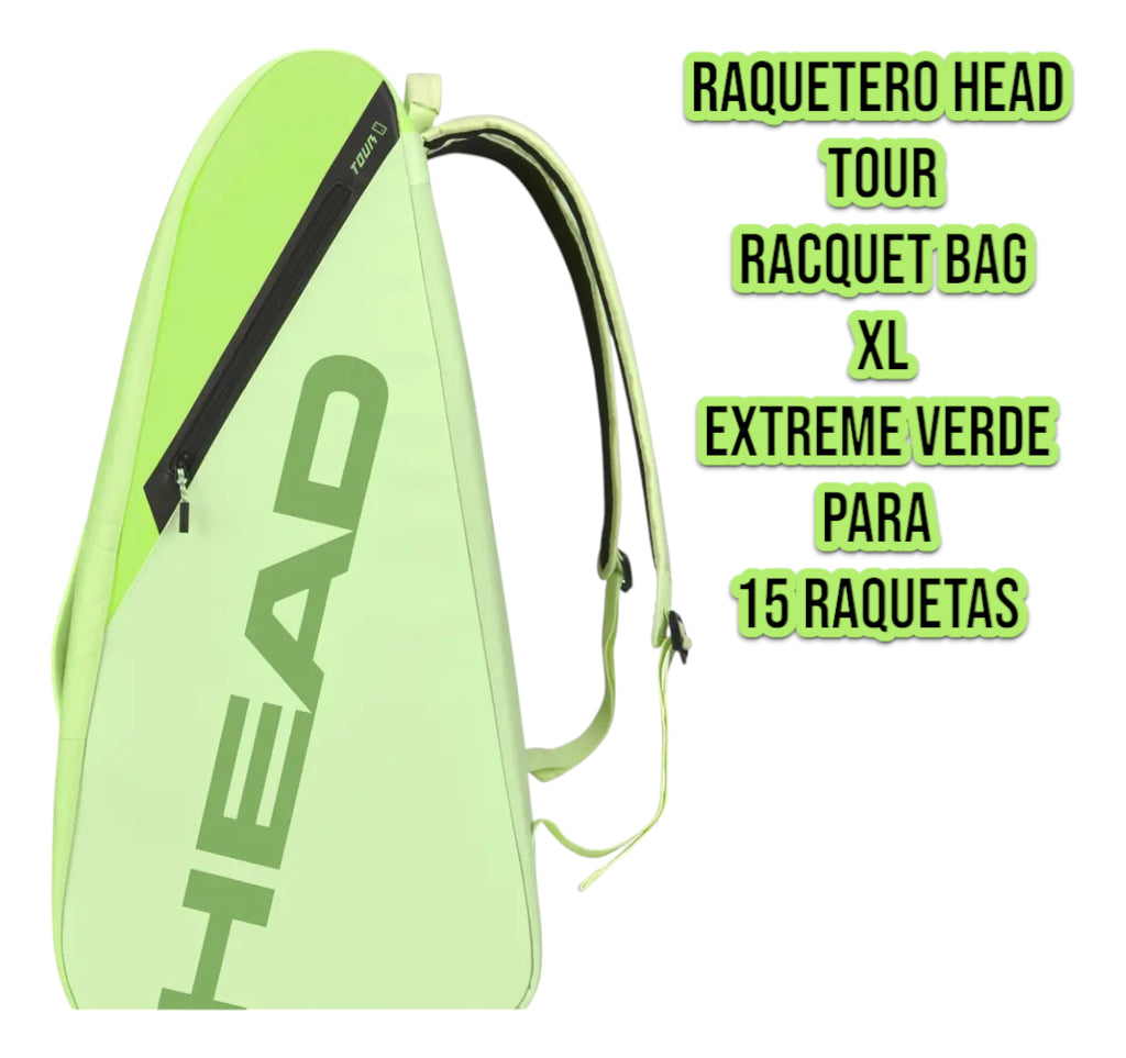 Raquetero Head Tour Racquet Bag Xl Extreme Verde Para 15 Raq