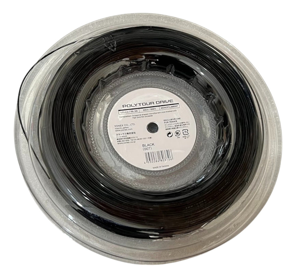 Rollo De Cuerda Yonex Polytour Drive Spin 1.25mm Black 200m