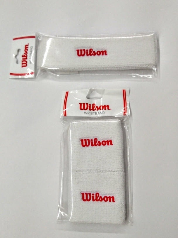 Muñequeras Y Bandana Pack Wilson Blancas
