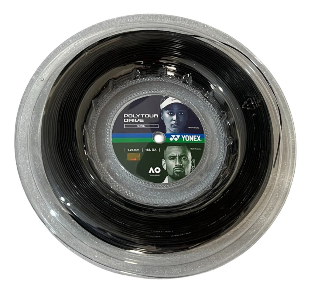 Rollo De Cuerda Yonex Polytour Drive Spin 1.25mm Black 200m