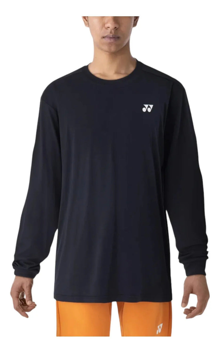 Playera Yonex 16623ex Manga Larga Negra Tenis Uv