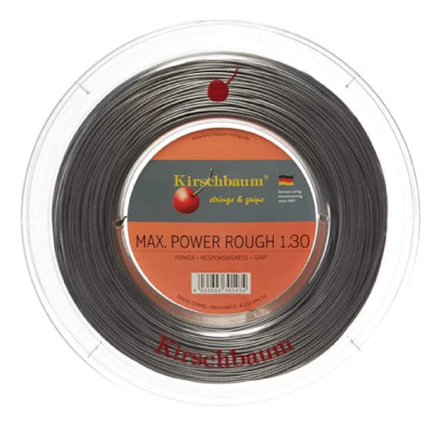 Kirschbaum Bobina Max Power Rough Cuerda Para Raqueta De Tenis, 1. 30.mm/16-gauge, Gris Plata