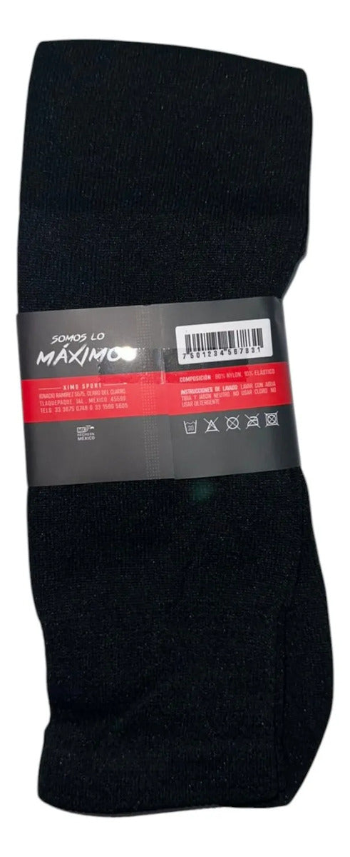 Pack 12 Pares Medias Deportivas Adulto Béisbol Fútbol Negro