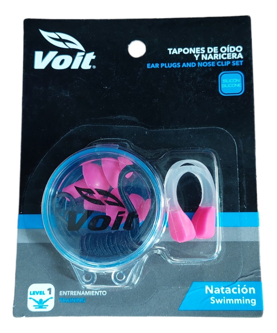 Set De Naricera Y Tapones De Oído Voit Para Natación Rosa