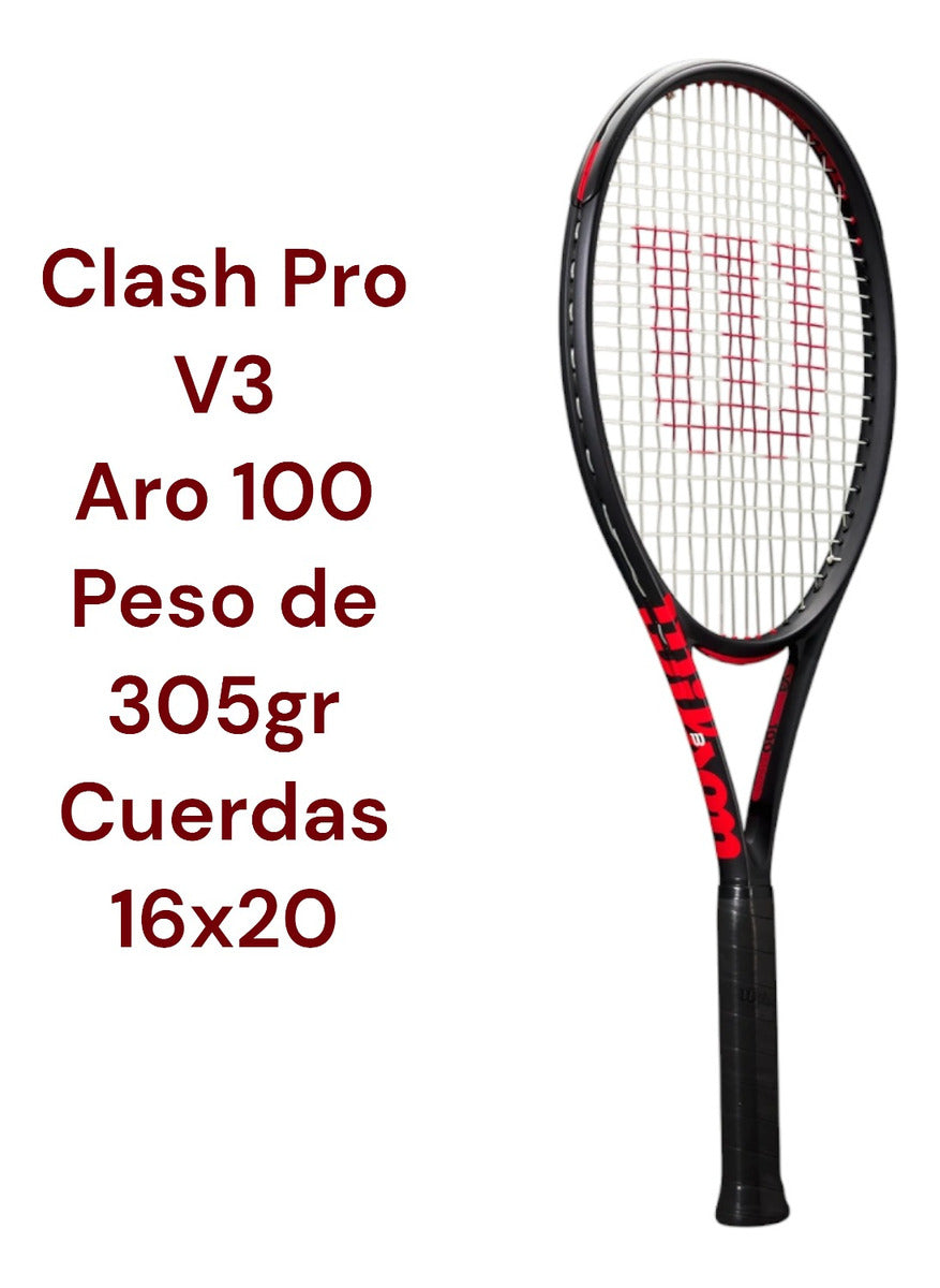 Raqueta De Tenis Wilson Clash Pro V3.0 305gr Puño 4 3/8